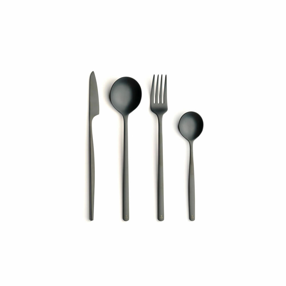 Comas cutlery set Atlantida Ice Black 24-piece, table cutlery, stainless steel 18/10, black, 9772