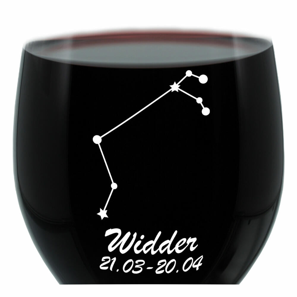 Leonardo Weinglas 400 ml, Motivglas, Sternbild Widder, Geschenk, Stimmungsglas mit Gravur, Moodglas, 22 cm