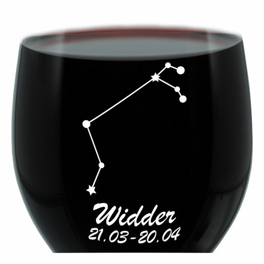 Leonardo Weinglas 400 ml, Motivglas, Sternbild Widder, Geschenk, Stimmungsglas mit Gravur, Moodglas, 22 cm