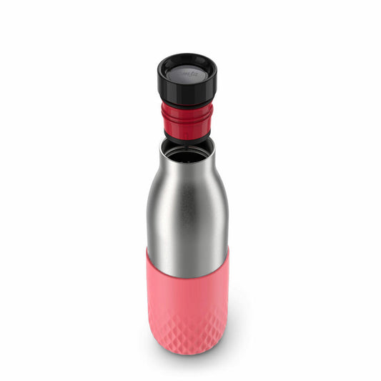 EMSA BLUDROP SLEEVE drinking bottle, water bottle, bottle, stainless steel, coral, 0.5 L, N31108
