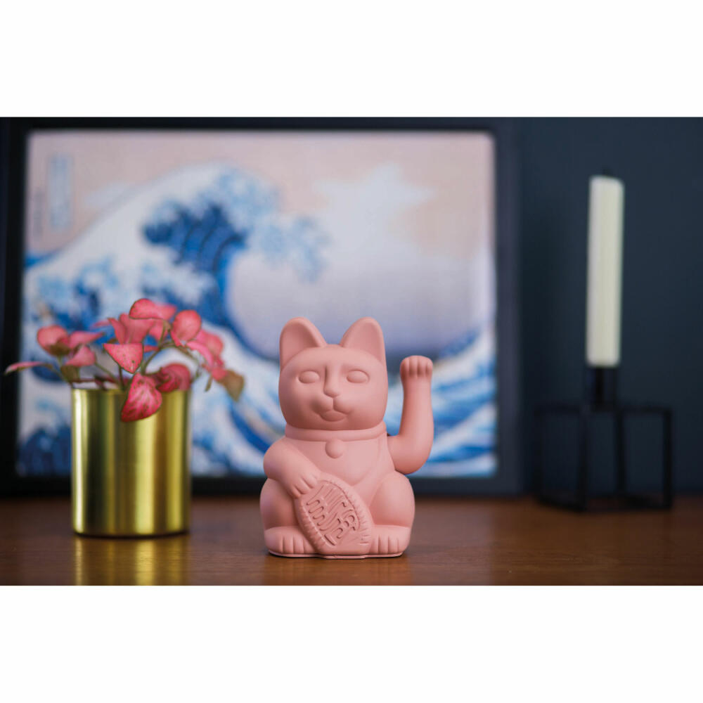 Donkey Products Lucky Cat, waving cat, lucky charm, waving cat, plastic, pink, approx. 15 cm, 330434