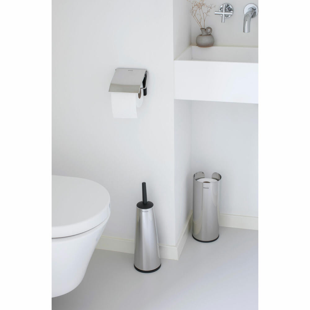 Brabantia Toilettenzubehör-Set ReNew 3-tlg., Bürste, Spender, Rollenhalter, Stahl, Kunststoff, Brilliant Steel, 280689