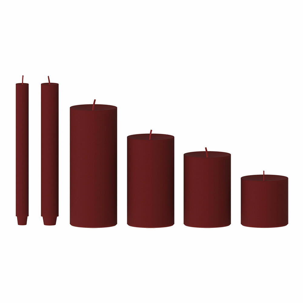 Engels Kerzen Original Stumpen Cast, Pillar Candle, Stump Candle, Paraffin, Burgundy, Ø 8 cm, H 15 cm, 62008015250