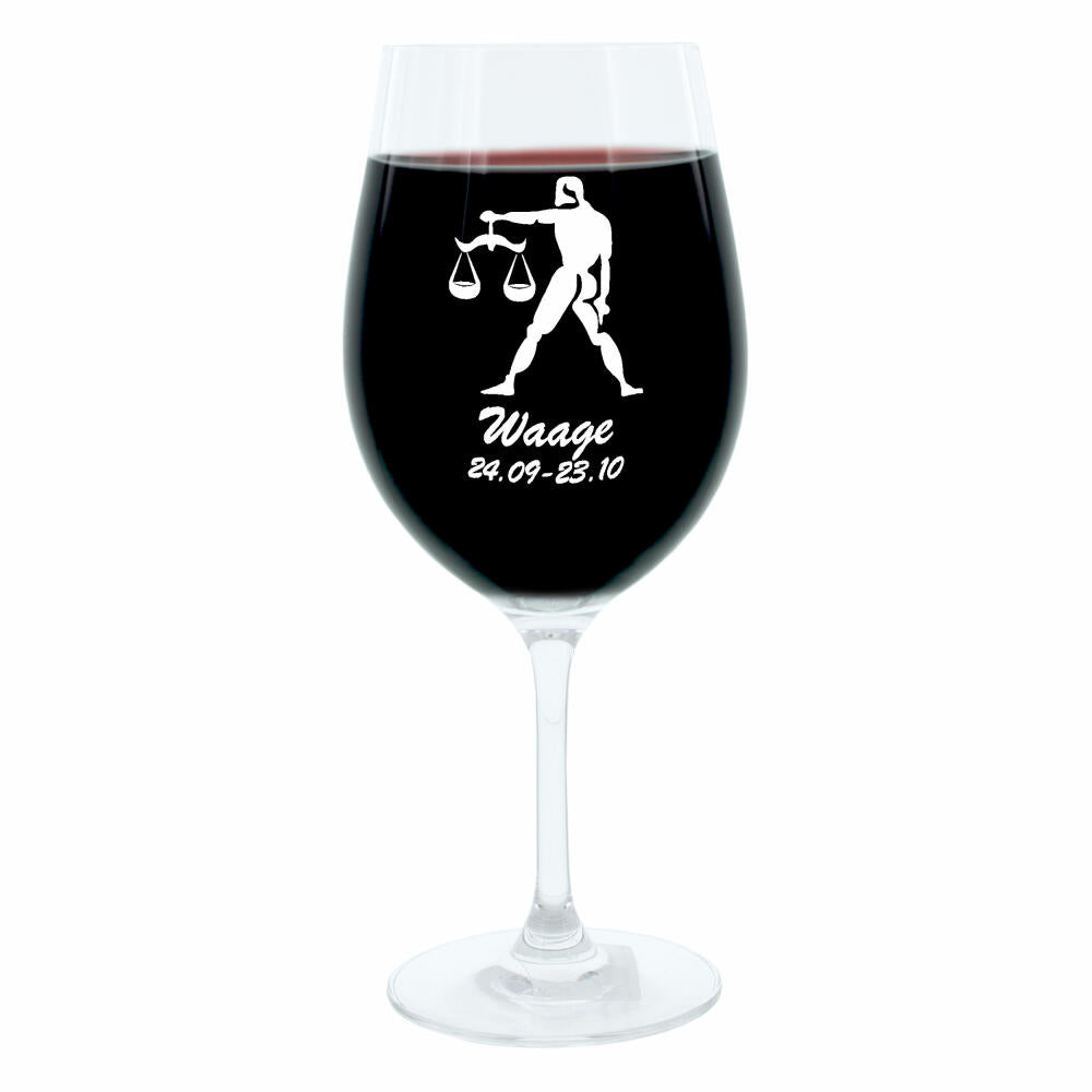 Leonardo wine glass 400 ml, motif glass, zodiac sign Libra, gift, mood glass with engraving, mood glass, 22 cm