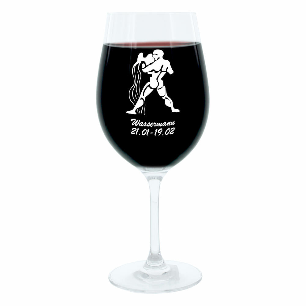 Leonardo Weinglas 400 ml, Motivglas, Sternzeichen Wassermann, Geschenk, Stimmungsglas mit Gravur, Moodglas, 22 cm