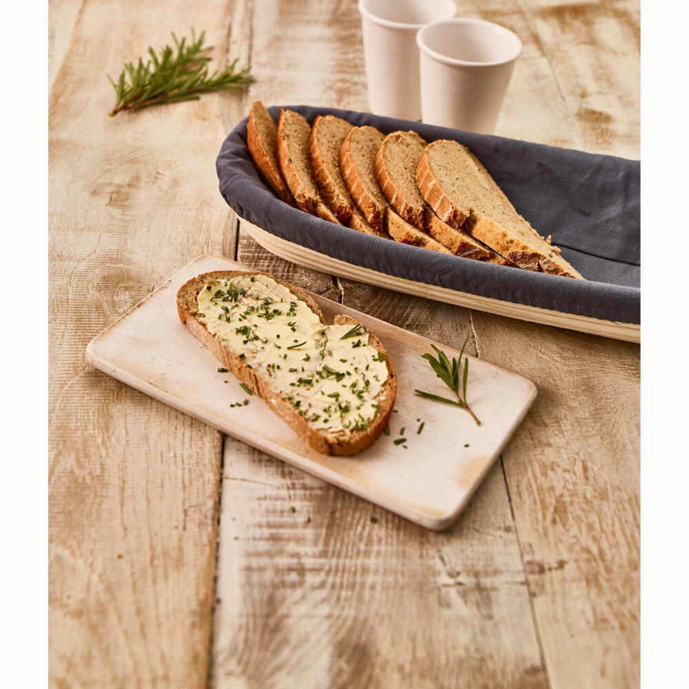 Birkmann Bezug für Gärkörbchen länglich, groß, passend für Artikel 208995, Körbchenbezug, Baumwolle, Schwarz, 700673