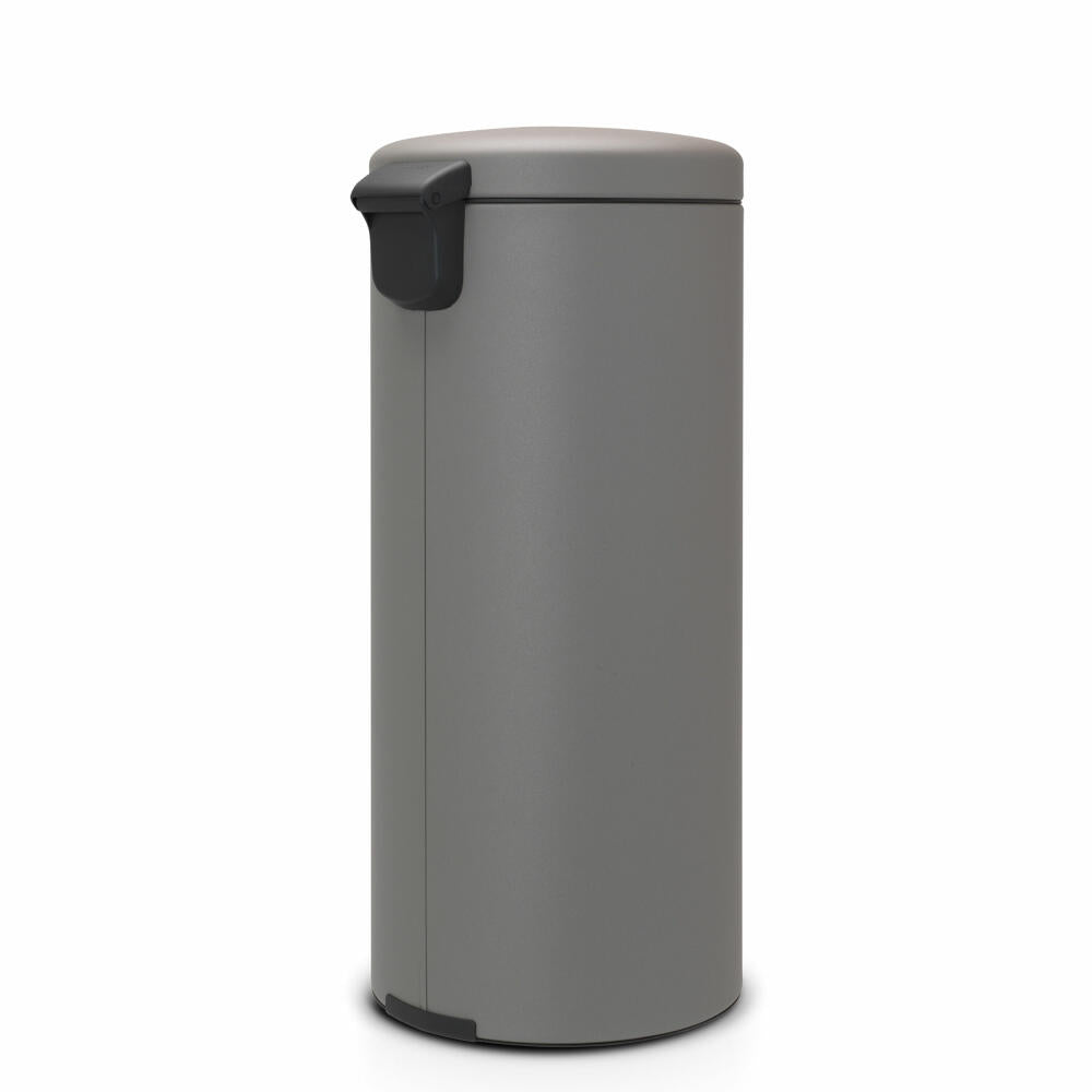 Brabantia Treteimer NewIcon, Abfalleimer, Mülleimer, Stahl, Mineral Concrete Grey, 30 L, 119187