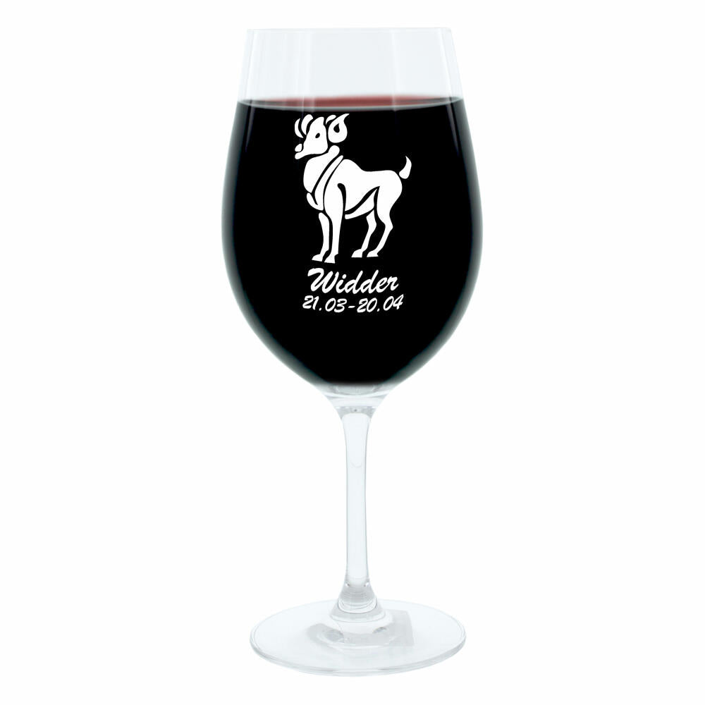 Leonardo Weinglas 400 ml, Motivglas, Sternzeichen Widder, Geschenk, Stimmungsglas mit Gravur, Moodglas, 22 cm