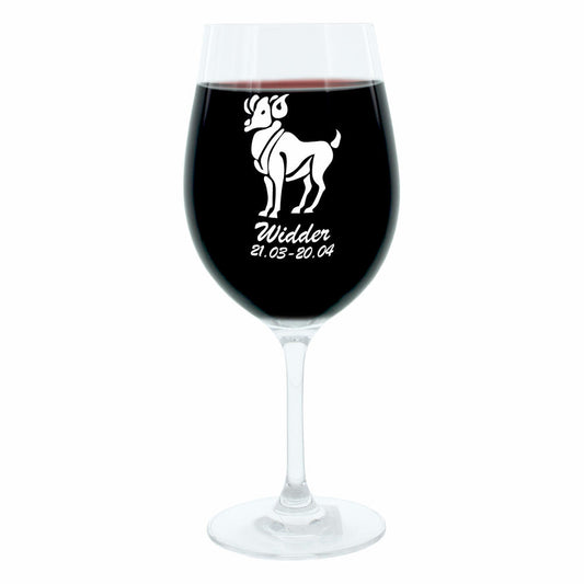 Leonardo Weinglas 400 ml, Motivglas, Sternzeichen Widder, Geschenk, Stimmungsglas mit Gravur, Moodglas, 22 cm
