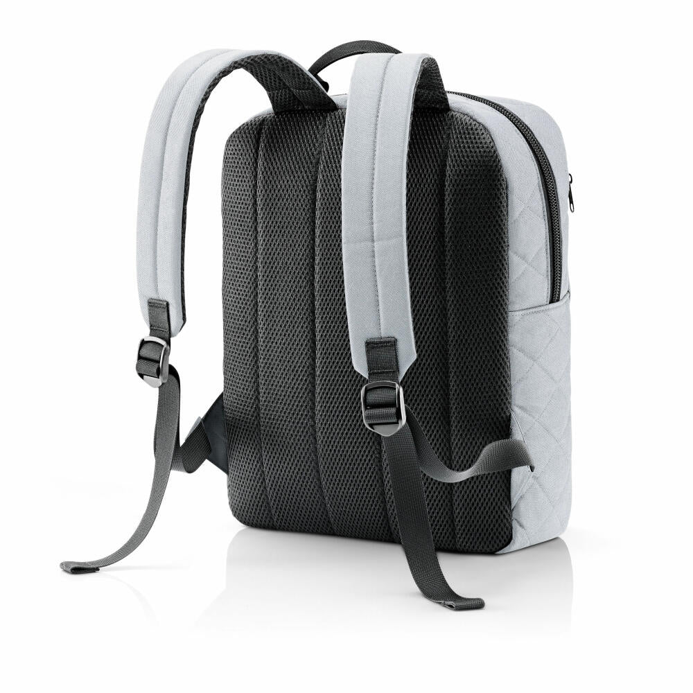 reisenthel classic backpack M, backpack, hand luggage travel bag with laptop compartment, Rhombus Light Grey, 13 L, CJ7060