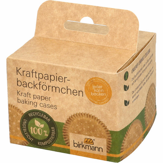 Birkmann kraft paper baking cups all year round, 75 pieces, muffin baking cups, paper baking cups, paper, Ø 7 cm, 444942