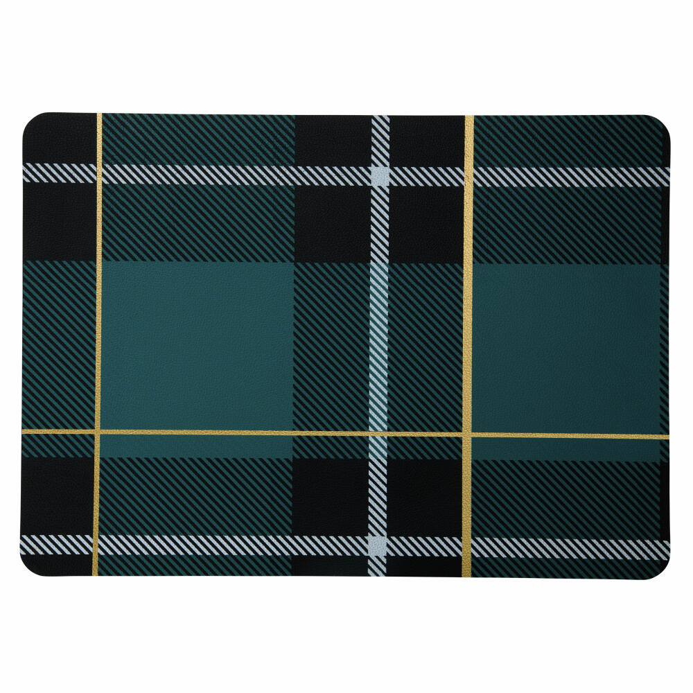 ASA Selection tartan Tischset Petrol, Platzmatte, Platzdeckchen, PVC Lederoptik, Türkis, 33 x 46 cm, 7890420