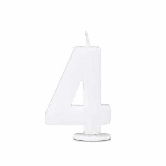 Städter candles number 4, with holder, number, birthday candles, cake candles, birthday, candle, white, 4.5 cm, 910713