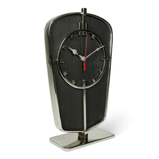 Authentic Models Art Deco Desk Clock Silver, Desk Clock, Clock, Decoration, Aluminium / Mango Wood, SC069S