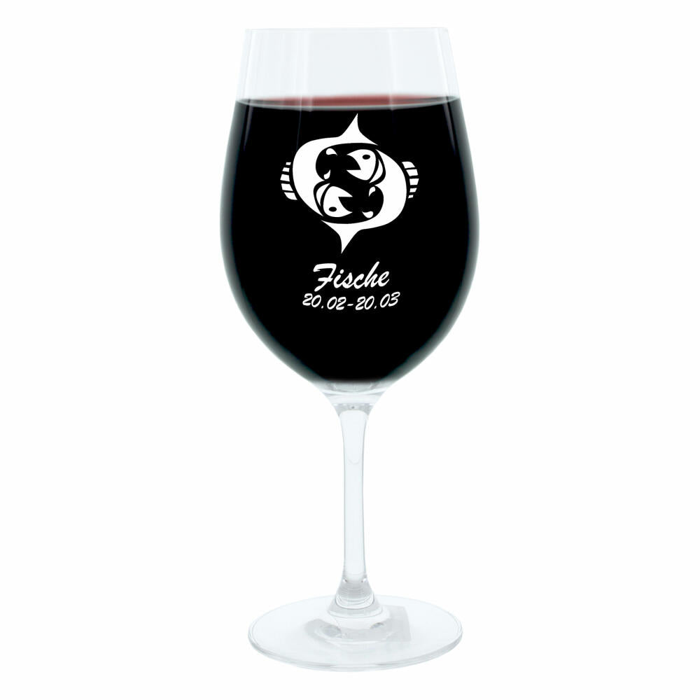 Leonardo wine glass 400 ml, motif glass, zodiac sign Pisces, gift, mood glass with engraving, mood glass, 22 cm
