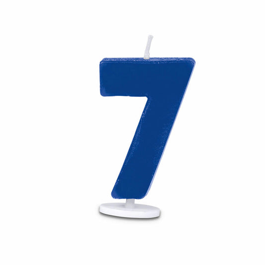 Städter candles number 7, with holder, number, birthday candles, cake candles, birthday, candle, blue, 4.5 cm, 910546