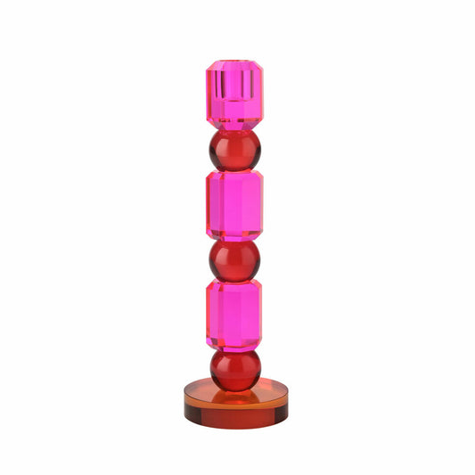 Gift Company Candle Holder Sari 3 Balls, Candlestick, Glass, Pink / Red / Orange, H 27 cm, 1163501020