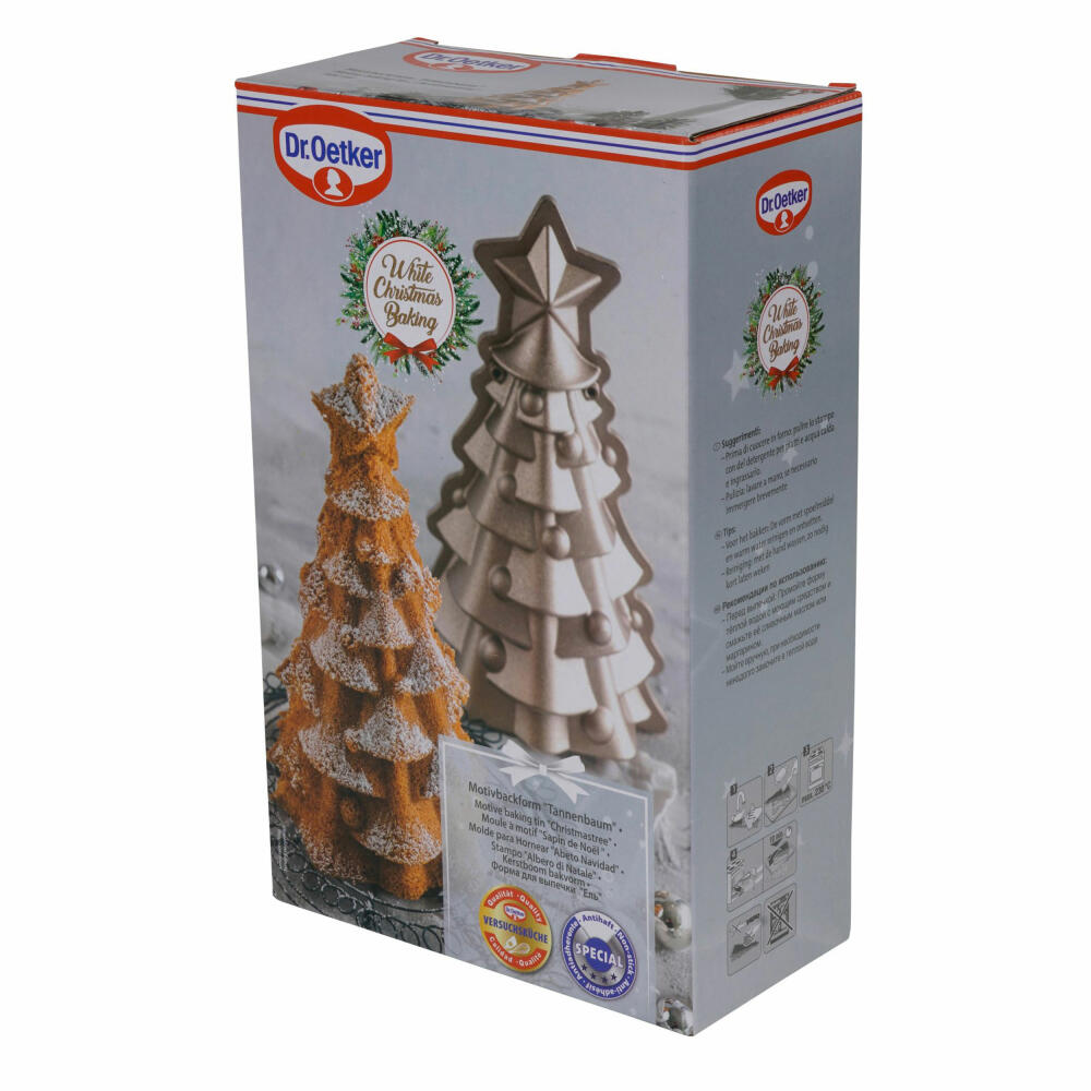 Dr. Oetker Christmas Tree Motif Baking Pan, White Christmas Baking, Baking Pan, Cast Aluminium, Cream Metallic, 1392