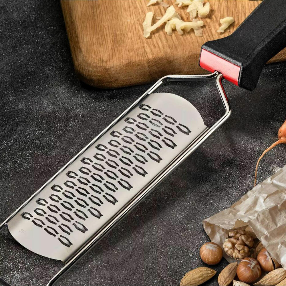 FMprofessional kitchen grater Presist coarse, kitchen grater, stainless steel, POM, black-red, 18 cm, 22247