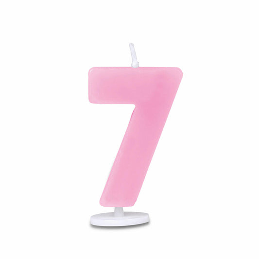 Städter candles number 7, with holder, number, birthday candles, cake candles, birthday, candle, pink, 4.5 cm, 910843