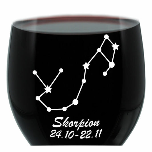 Leonardo Weinglas 400 ml, Motivglas, Sternbild Skorpion, Geschenk, Stimmungsglas mit Gravur, Moodglas, 22 cm