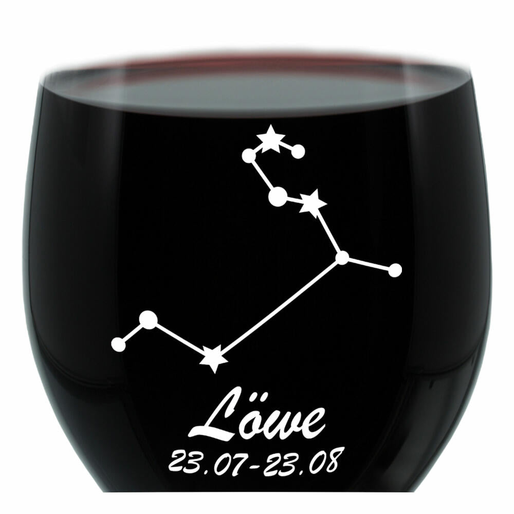 Leonardo Weinglas 400 ml, Motivglas, Sternbild Löwe, Geschenk, Stimmungsglas mit Gravur, Moodglas, 22 cm