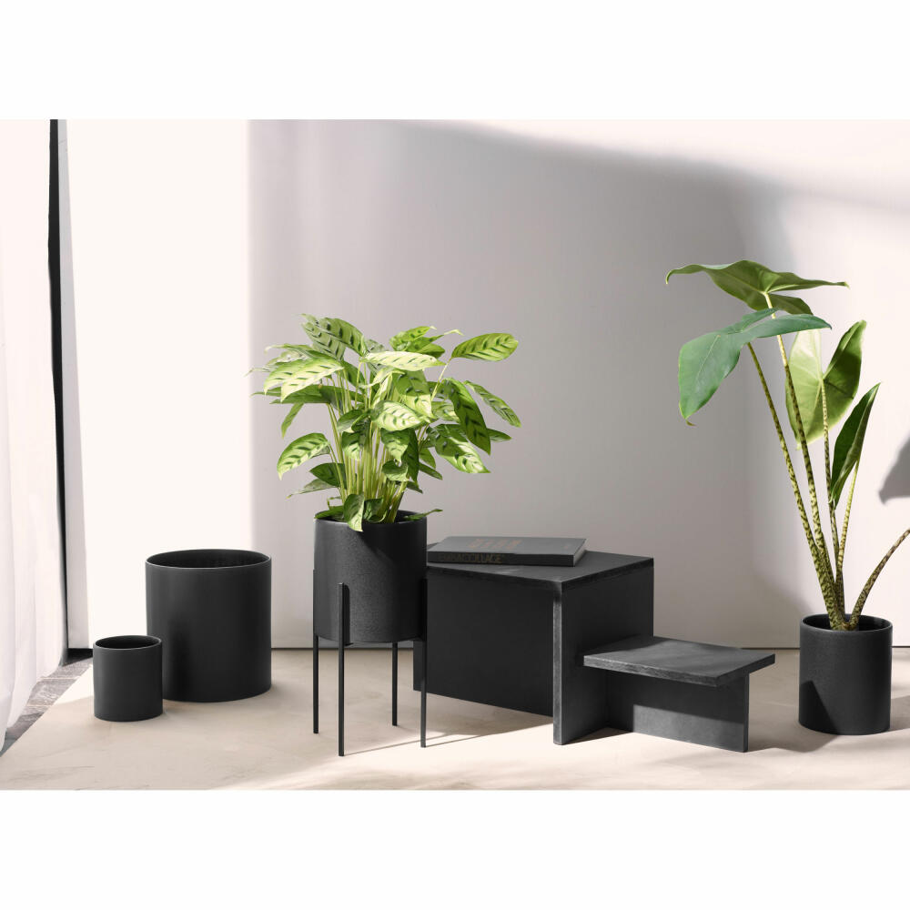 ASA Selection haruko Übertopf Black Iron, Blumentopf, Pfanzentopf, Pflanzkübel, Blumenkübel, Steingut, Schwarz Matt, H 15 cm, 64053174
