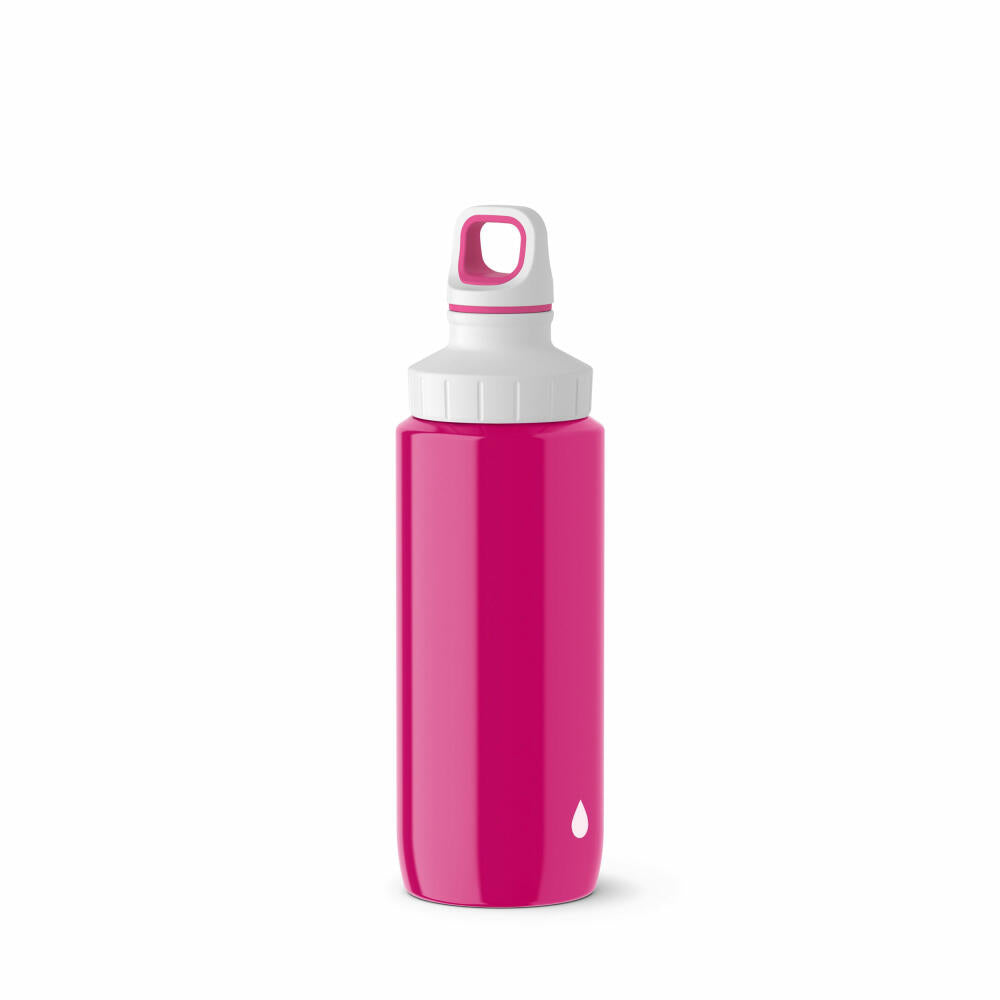 Emsa DRINK2GO Light Steel Trinkflasche, Flasche, Trinken, Wasser, Unterwegs, Edelstahl, Pink Drop White, 600 ml, N3010500