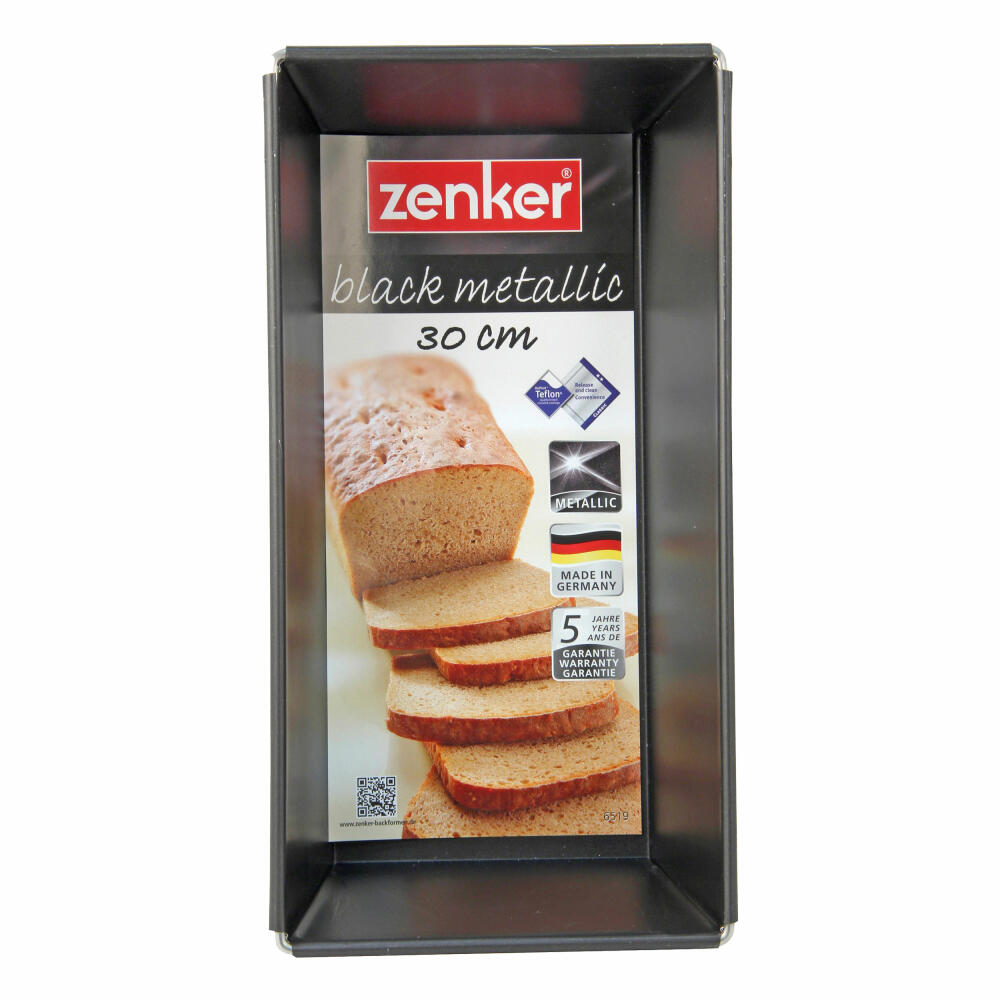 Zenker Black Metallic Brotbackform, Brot Form, Kastenform, Backform, Kuchenform, Stahlblech mit Antihaftbeschichtung / Antihaft Classic, Schwarz, L 30 cm, 6519