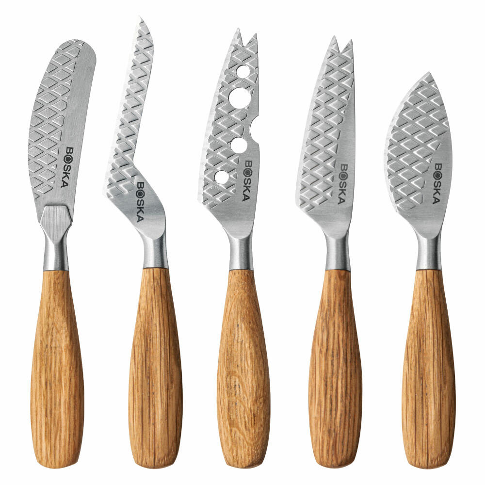 Boska Käsemesser-Set Oslo+ S 5-tlg., Edelstahl, Eichenholz, Braun, 320375