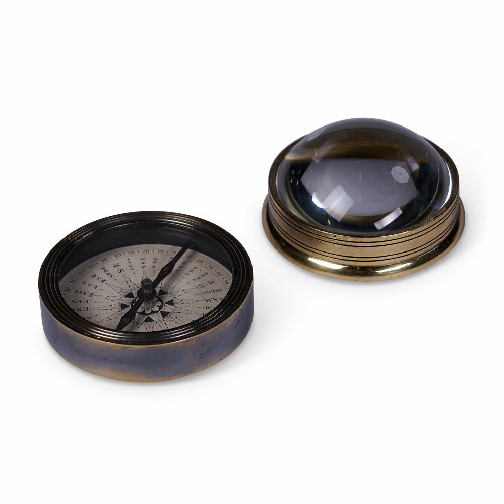 Authentic Models The Darwin Gift Box, 2-piece, compass, fisheye magnifying glass, decoration, wood / brass / glass, GB001