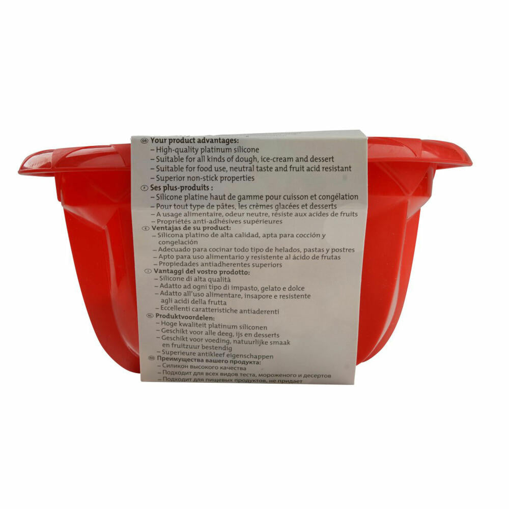 Dr. Oetker Silikon-Gugelhupfform Flexxibel Love 18 cm, Backform, Kuchenform, Platinsilikon, Rot, 1249