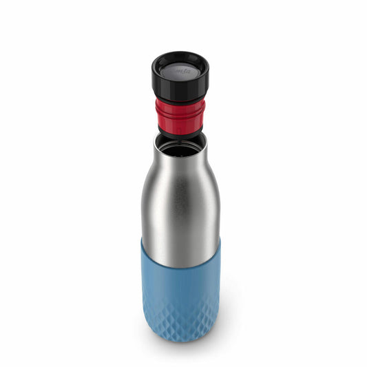 EMSA BLUDROP SLEEVE drinking bottle, water bottle, bottle, stainless steel, blue, 0.5 L, N31107