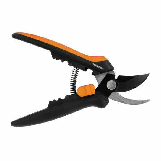 Fiskars Solid Floristenschere SP14, Gartenschere, Gärtnerschere, Metall, Kunststoff, Schwarz, Orange, 1051601