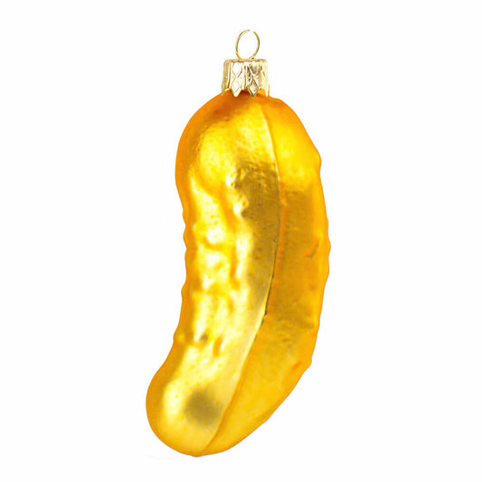 Donkey Products Christmas Pickle, Tree Decoration, Christmas Tree Decoration, Decoration, Glass, Yellow, 3 x 3 x 11 cm, 300988