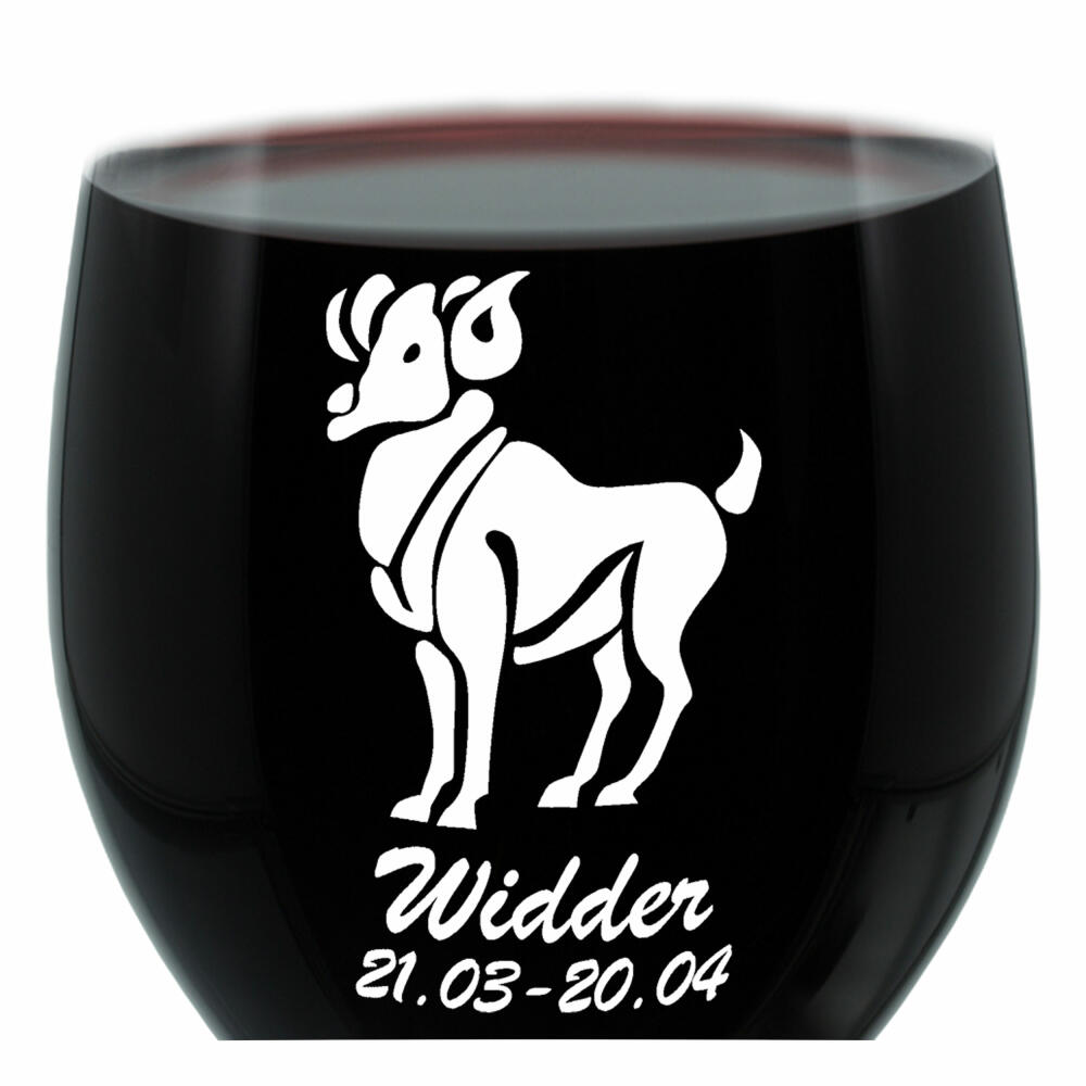 Leonardo Weinglas 400 ml, Motivglas, Sternzeichen Widder, Geschenk, Stimmungsglas mit Gravur, Moodglas, 22 cm