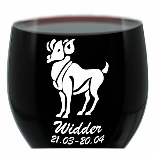 Leonardo Weinglas 400 ml, Motivglas, Sternzeichen Widder, Geschenk, Stimmungsglas mit Gravur, Moodglas, 22 cm