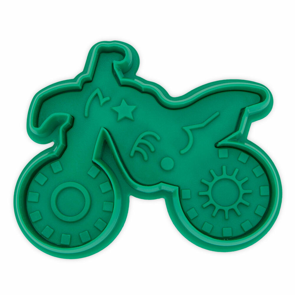 Städter embossed cookie cutter with ejector motocross, cookie cutter, cookie mold, biscuit, cookies, plastic, 8 cm, 169241