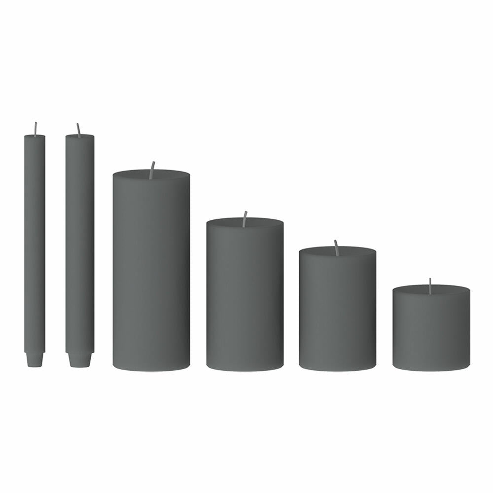 Engels Kerzen Original Stumpen Cast, pillar candle, stump candle, paraffin, slate, Ø 8 cm, H 12 cm, 62008012100