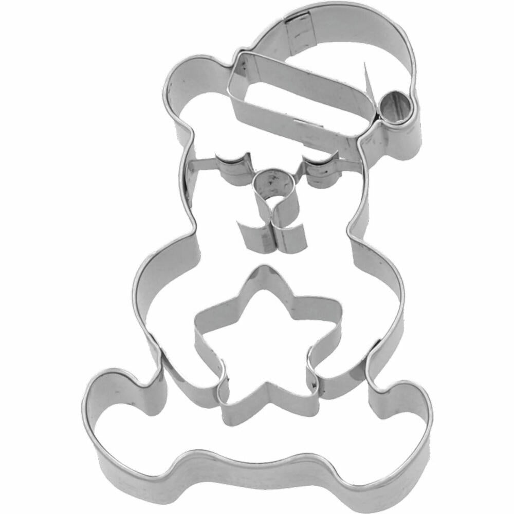 Birkmann cookie cutter Christmas teddy bear with star, cookie cutter, cookie mold, biscuit, cookies, stainless steel, 7 cm, 189867