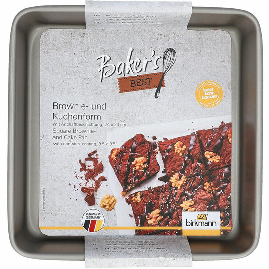 Birkmann Bakers Best Brownie and Cake Pan, Brownie Pan, Baking Pan, Carbon Steel, 24 x 24 cm, 886353