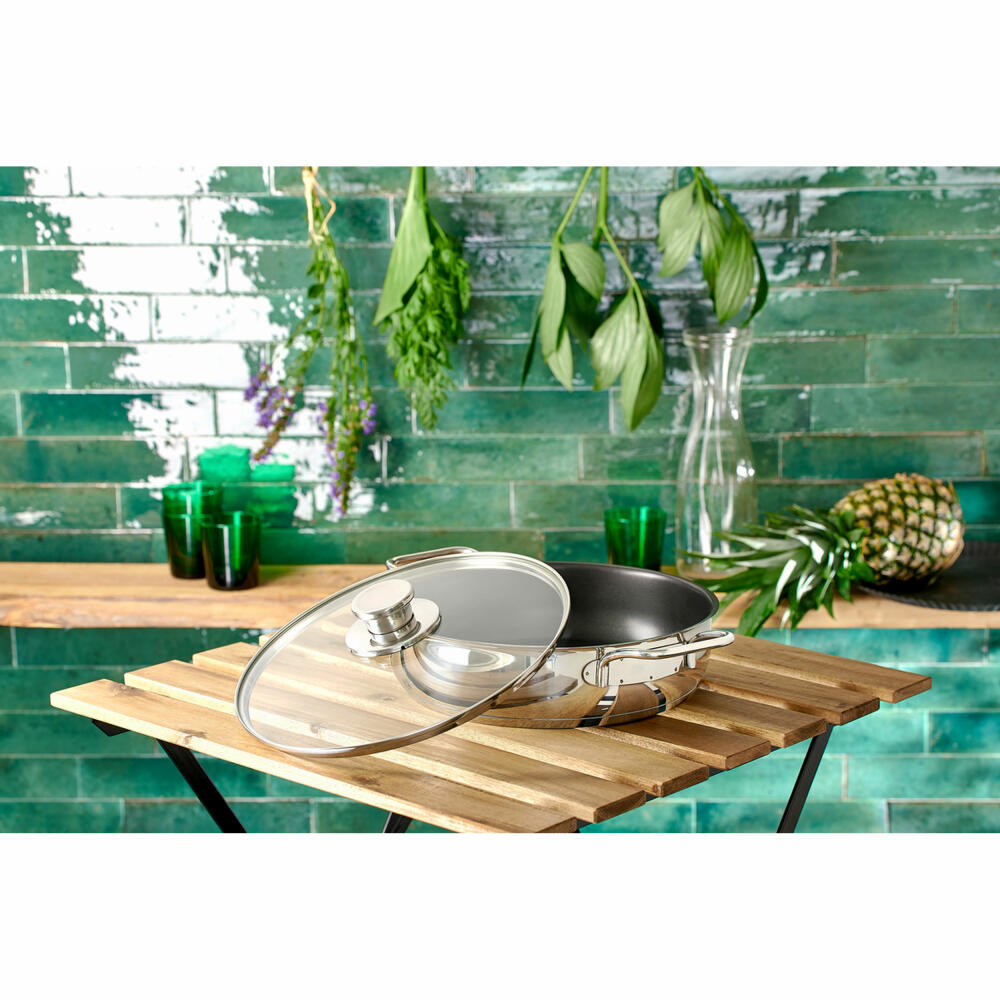 Schulte-Ufer Schmorpfanne Edena mit Deckel, Green Life, Edelstahl 18/1 – Ambiente3000