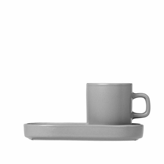 blomus Pilar Set 2 Espressotassen, Mirage Grey, Keramik, H 6 cm, T 7.5 cm, Ø 5 cm, V 0.05 l, 63725
