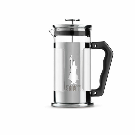 Bialetti coffee maker Preziosa 1 L, coffee pot, French press, coffee press, glass, silver, 3130