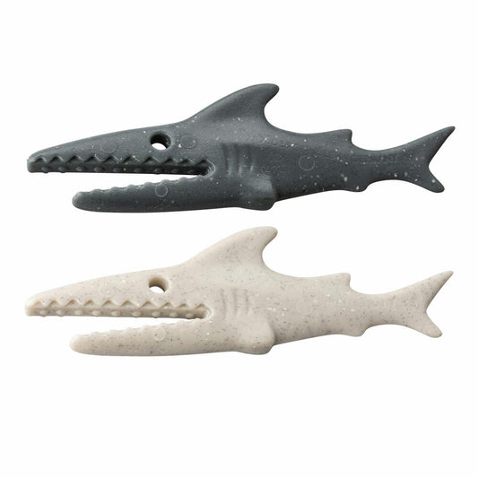 Koziol Klammer Sharky 20er Set, Wäscheklammern, Beutelclips, Recycled Kunststoff, Recycled Desert Sand / Nature Grey, 1452122