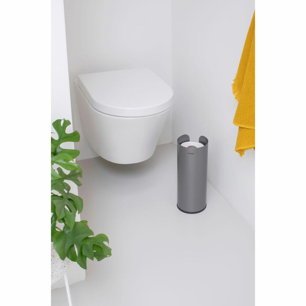 Brabantia Toilettenrollen-Spender ReNew, Stahl, Kunststoff, Platinum, für 3 Rollen, 280542