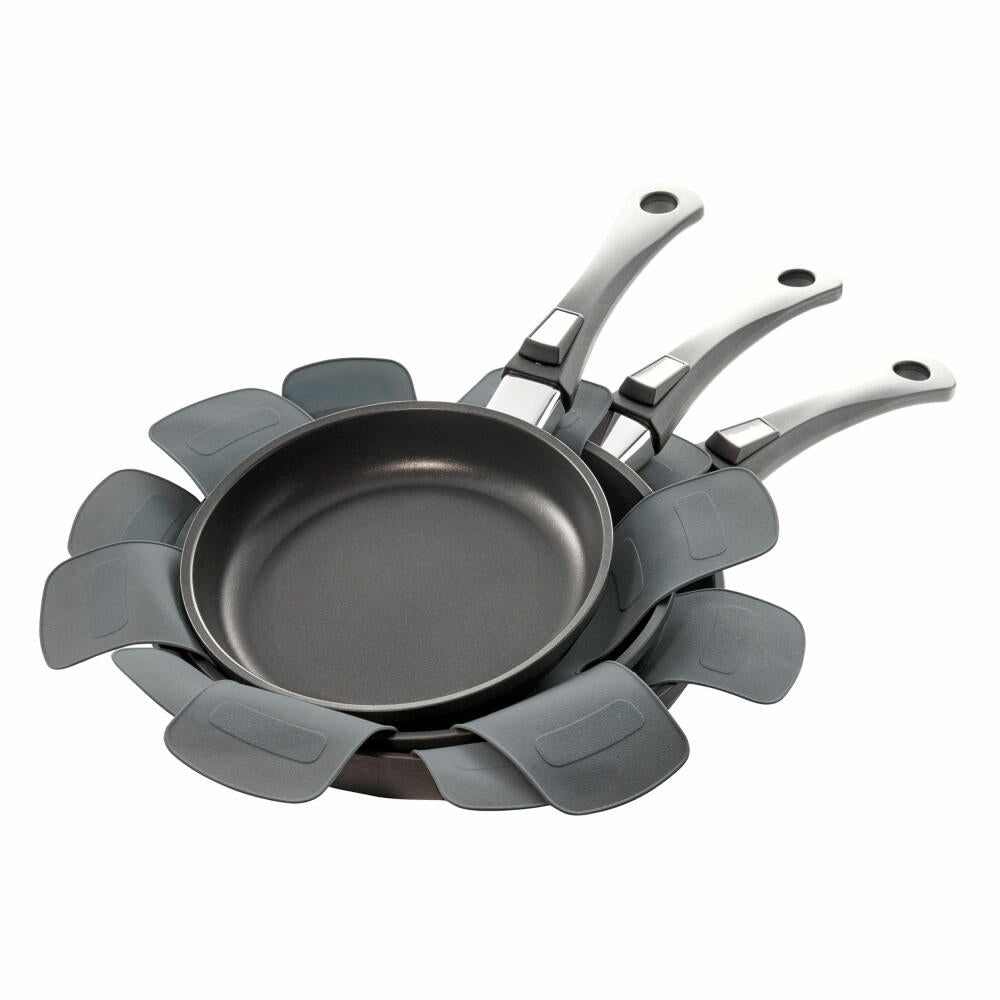 Berndes Injoy Special Edition Sauté Pan Set with 2x Silicone Pan Protectors, Pan, Non-Stick Coating, Stainless Steel, Silver / Black, Ø 24 cm