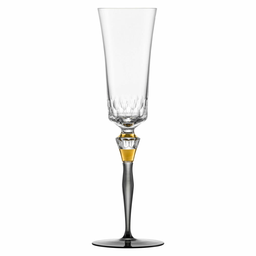 Eisch Champagnerglas Grau Champagner Exklusiv, Kristallglas, Grau, Gold, 250 ml, 47759671