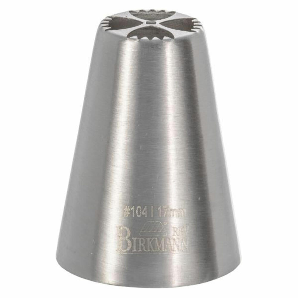 Birkmann design nozzle #104, piping nozzle, decorating nozzle, baking accessories, stainless steel, Ø 1.7 cm, 411609