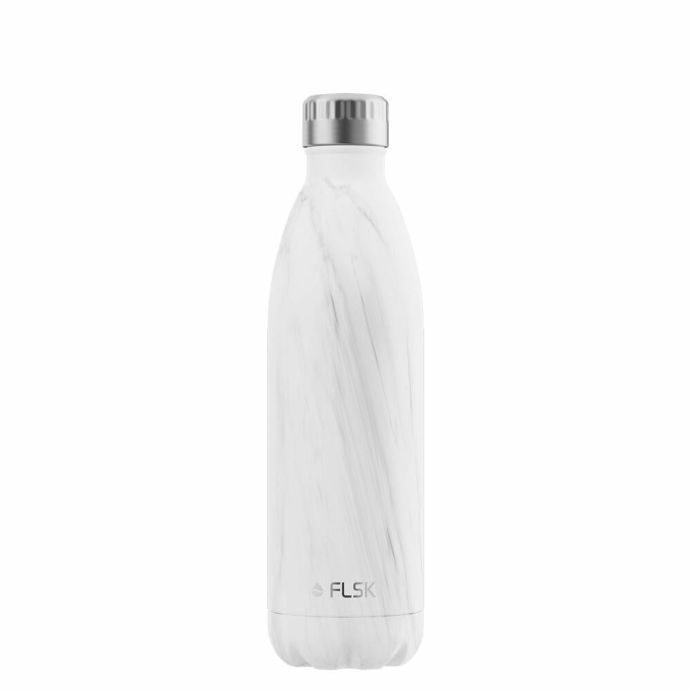 FLSK drinking bottle White Marble, insulated bottle, thermos flask, bottle, stainless steel, marble look, 750 ml, 1010-0750-0018